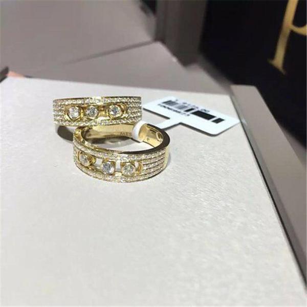 Luxury jewelry Luxury Jewelry Three drill sliding ring material 18k white gold yellow gold rose gold diamond ring