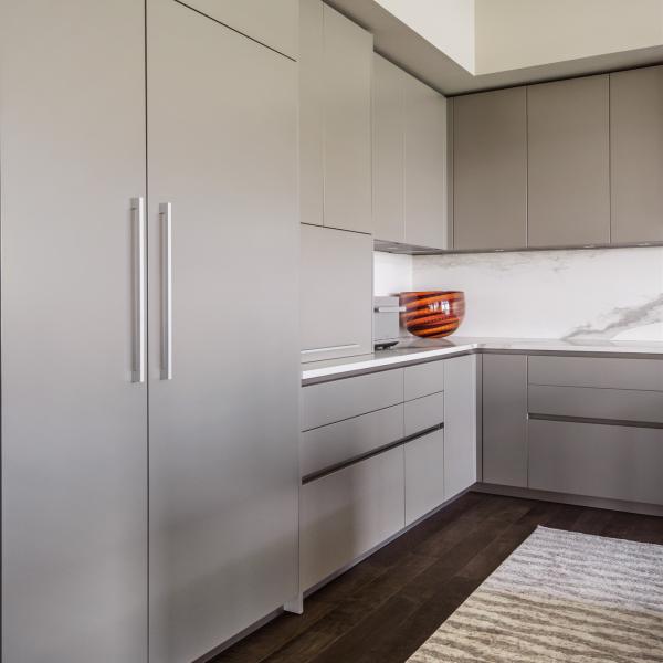 Flat Panel Lacquer Kitchen Cabinets Plywood Modern Light Grey