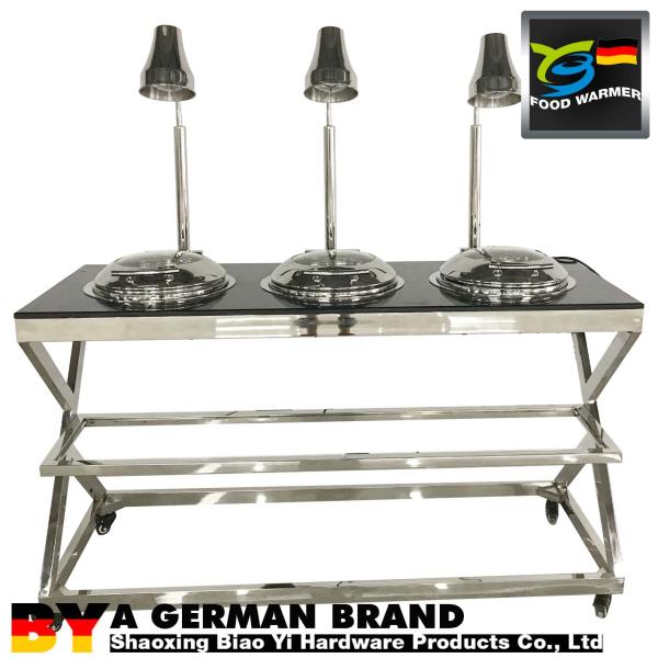 Прочный мобильный шведский стол помещает 3 мини лампы жары подвига 3 ссаживая блюд установленной в таблицу банкета гранита