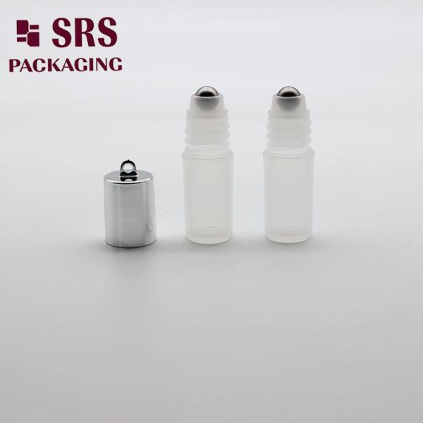 SRS Empty Cosmetic 3ml Clear Plastic Roller Bottle With Hook