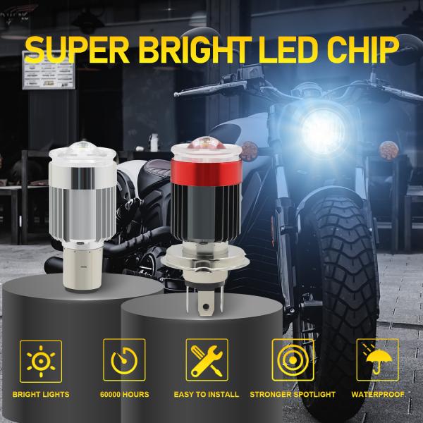 H4 BA20D Black Casing 80V Universal Motorcycle LED Headlight Bulb
