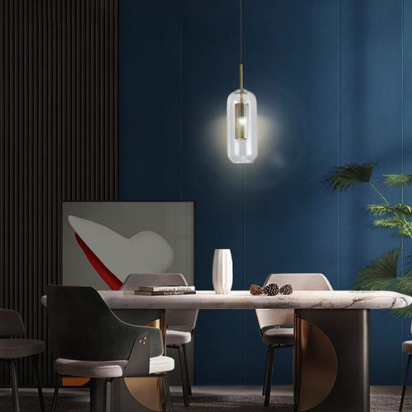 Long Column AC 220V small LED Pendant Light Transparent Lampshade