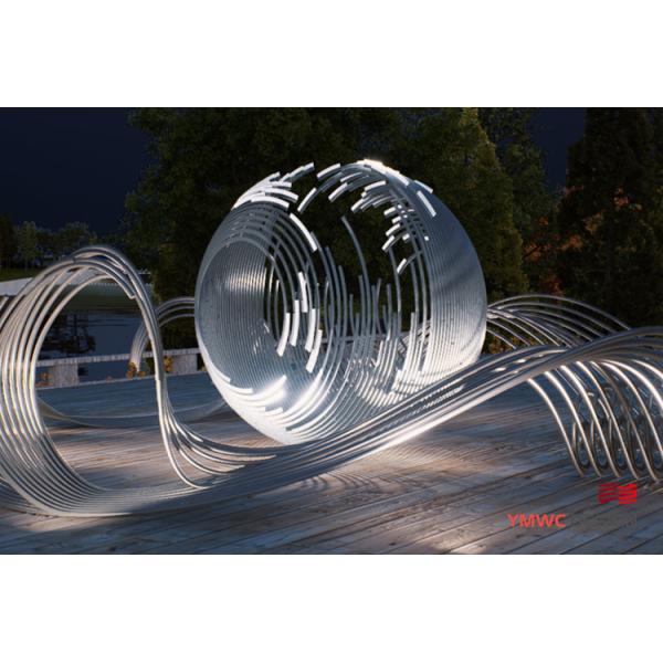 Outdoor Landscape Stainless Steel Abstract Art Sculpture with Customized LED Lights
