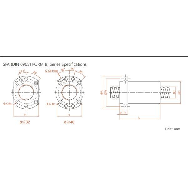 TBI Ball Screw SFA4020 Ball Screw Linear Rail 40mm Diameter Ball Screws 