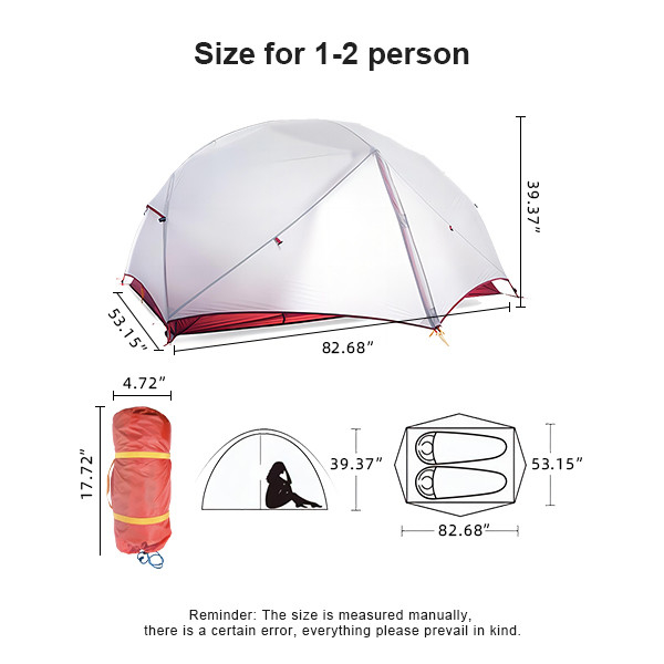 Oxford Cloth Camping Outdoor Tents Two Person Camping Tent Backpacking Tent 2.50kg