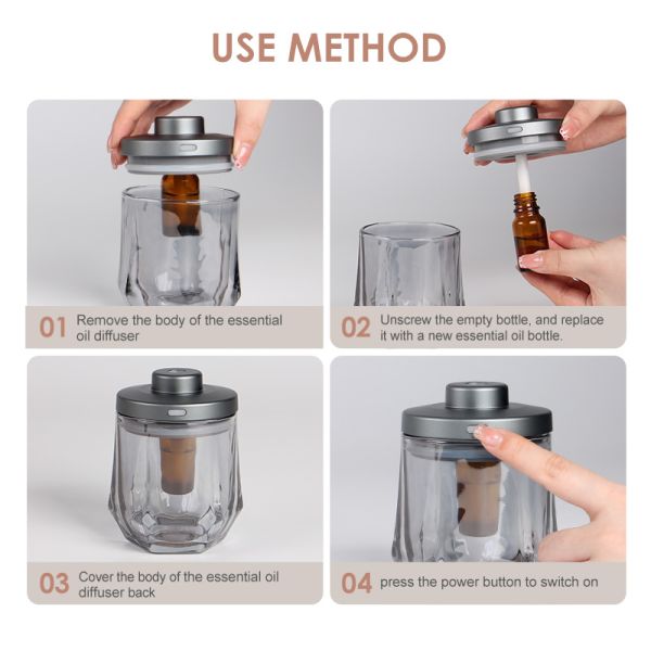 Low Noise Small Portable Battery Operated  Rechargeable Waterless Essential Oil Diffuser Nebulizer Scent for Home,Car,Large Room
