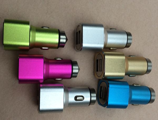 Rapid Colored Lightning Cable Car Charger Metal Housing Two Charging Ports