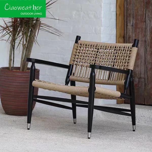 Patio Modern Leisure Sofa Type Set Hotel Rope Chair Outdoor Waterproof Teak Frame Eco-friendly Solid Wood Villa Furniture