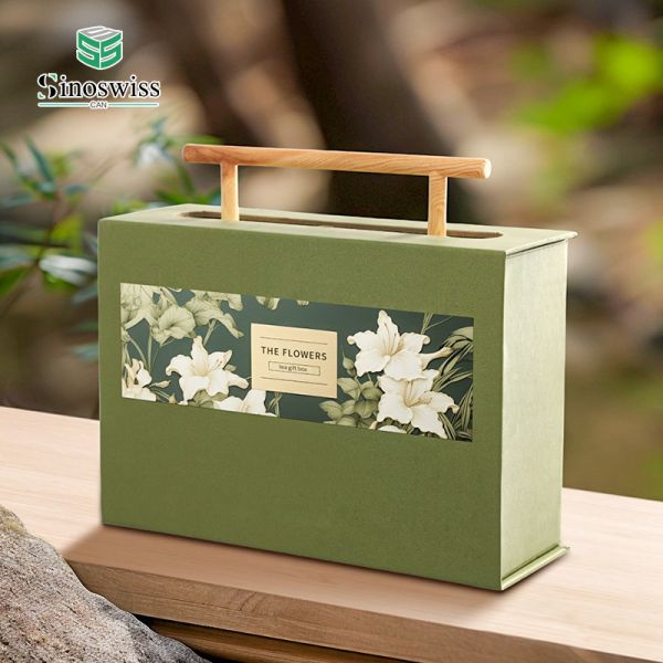 Luxury Gift Paper Boxes Packaging With Leather Ribbon Handle Foldable Box