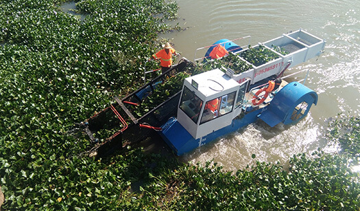 Fully Automatic Aquatic Grass Harvester with Full Hydraulic Drive for High Efficiency Floating Weed Collection