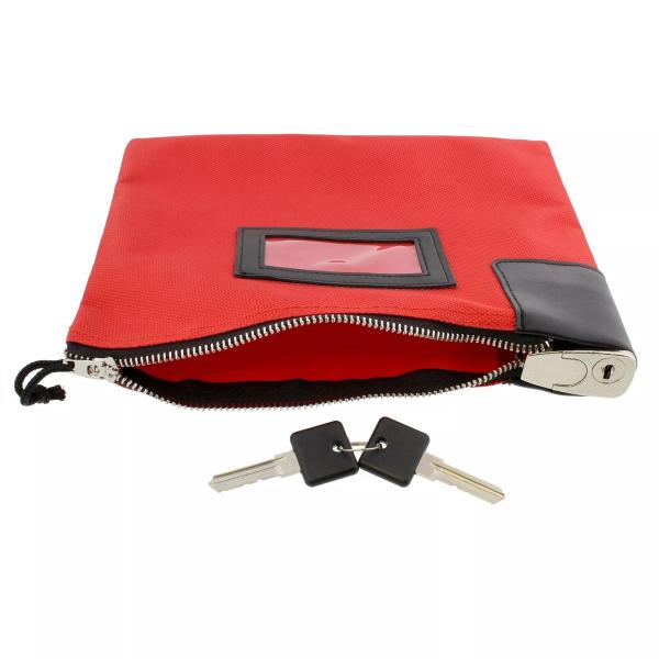 WATERPROOF CASH BAG WITH LOCK AND 2 KEYS, NYLON FILE BAG, ZIPPERED BANK DEPOSIT BAG,