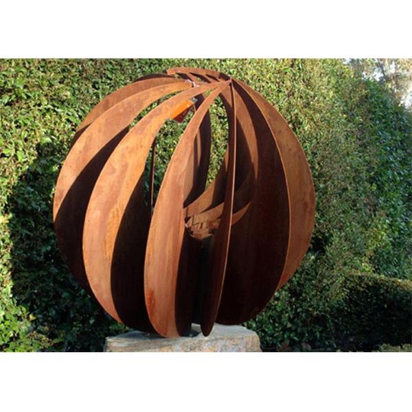 Hollow Metal Corten Steel Art Sphere Sculpture 600mm 900mm