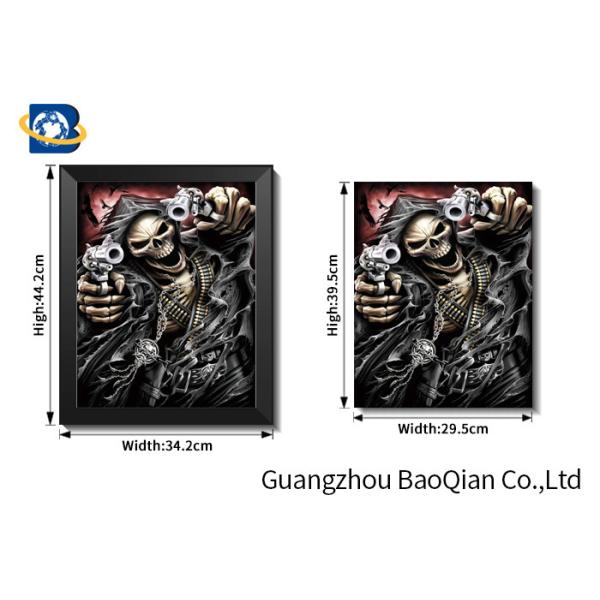 3d lenticular decorative wall 3d picture with black frame , 3d flipped image with skull