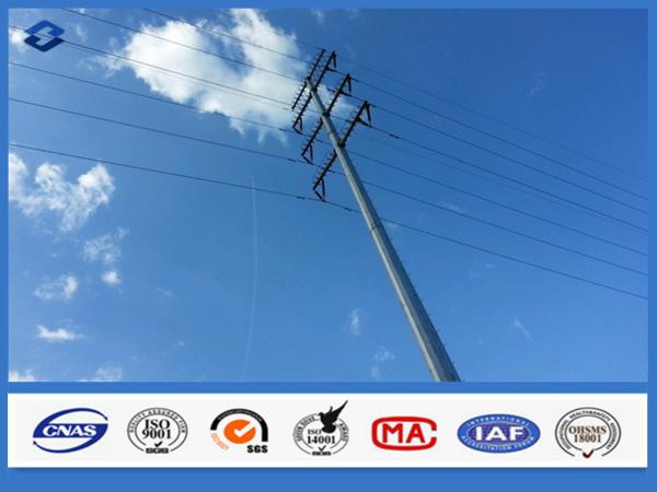 Hot Dip Galvanized Suspension Straight Electric Steel Pole with Flange