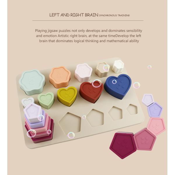 Toddler Educational Silicone Stacking Blocks With Star Heart Flower Shape