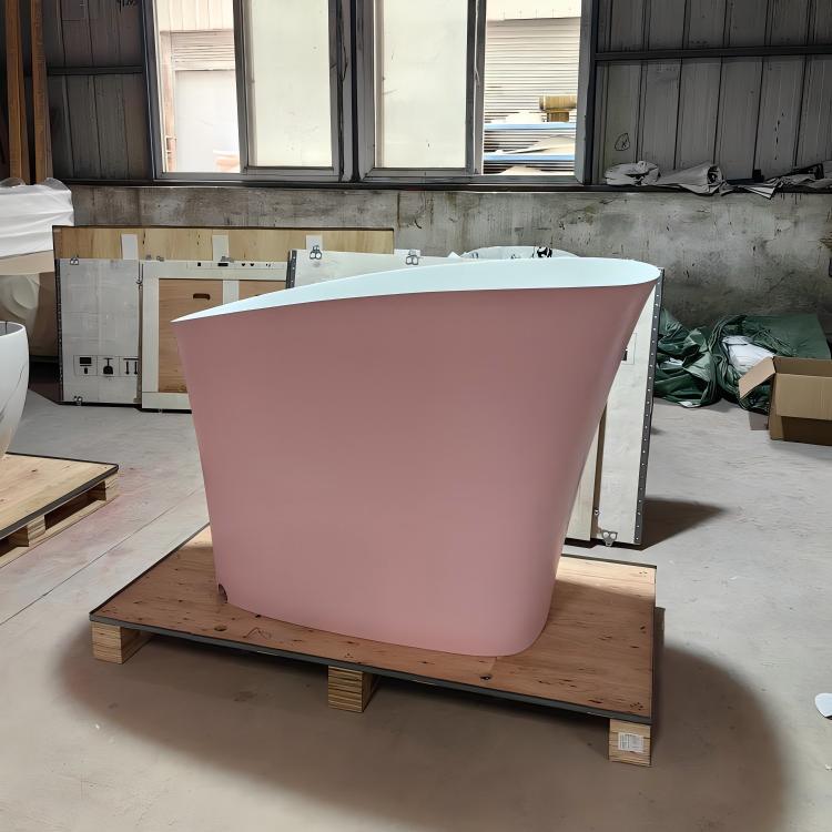 Bathroom Petite Freestanding Solid Surface Bathtub Deep Soaking Anti Scratch