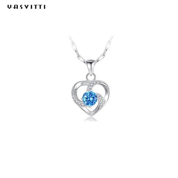 ODM do pendente de Crystal Necklace Festival Silver Heart de pedra preciosa do ouro de 210mm 0.15oz 14k