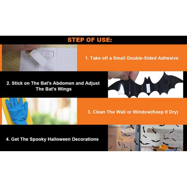 12pcs рождество PVC хеллоуин орнаментирует летучие мыши стикеров 3D черные для оформления стены