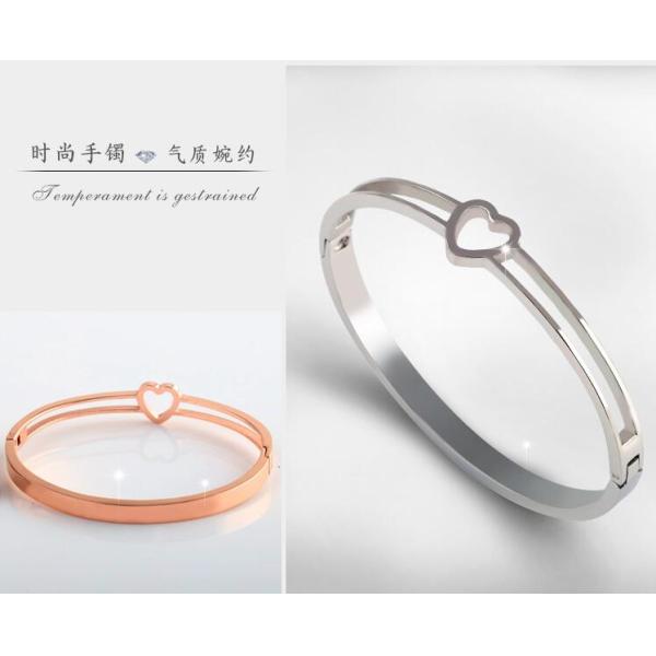 latest Stainless Steel Heart Wire Bracelet for Girls, High-End Open Bangles