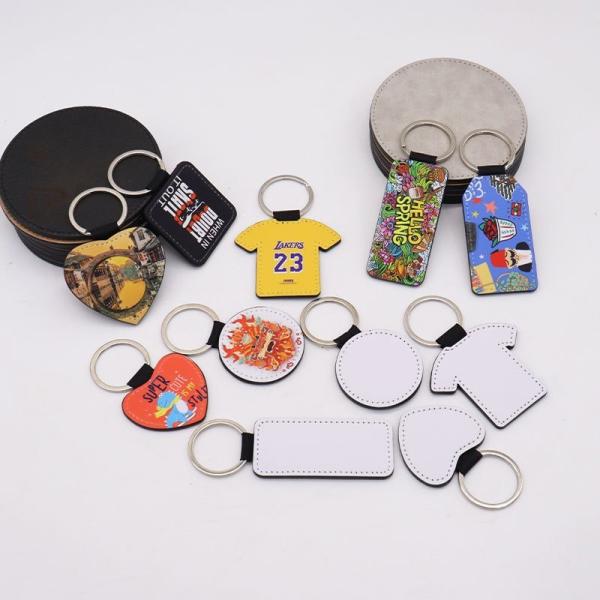 Porte-clés vierges à sublimation en cuir PU pour impression personnalisée, transfert thermique