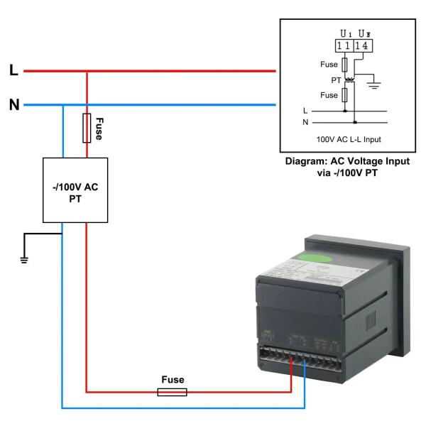 Acrel AMC72L-AV однофазный выходный ток связи RS485 4-20mA с номинальным напряжением на ЖК-дисплее AC 100V 400V