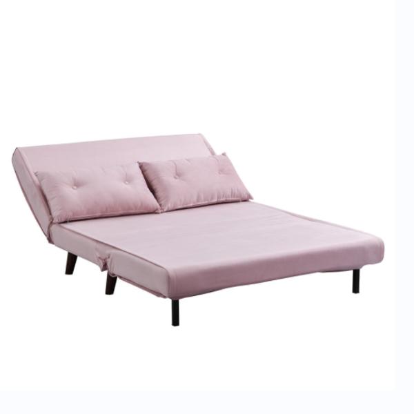 Tri складной обитый стул диван-кровати бархата Seater кушетки 2 колесика розовый