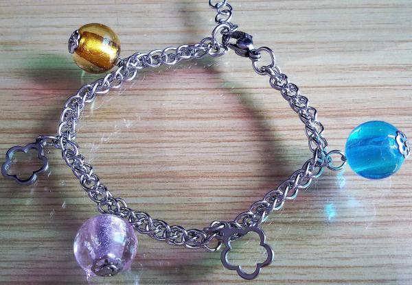 Stainless Steel Chain Linked Murano Pandora Glass Beads Charms Bracelets,12 Styles