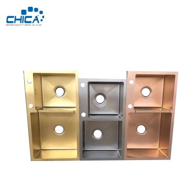 Double Bowl Topmount Kitchen Sink SUS201 304 Stainless Steel Kitchen Sink For Village