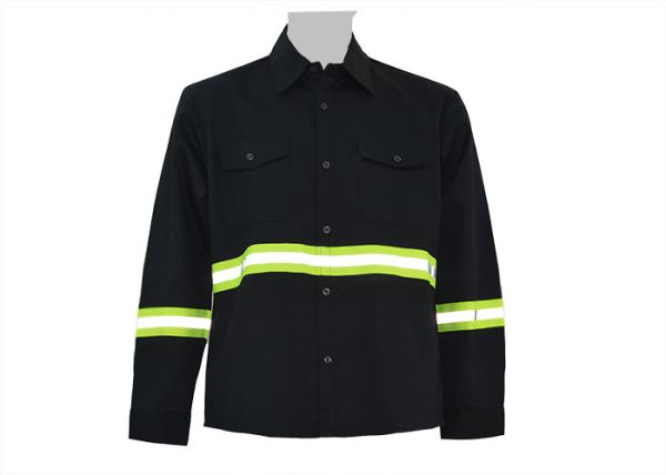 Pure Cotton Twill Navy Safety Work Clothes For Men With Two Chest Pockets