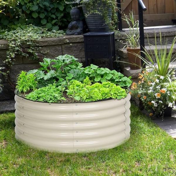 3.5*1.4Ft Galvanized Round Raised Garden Beds For Flower Ruggedized