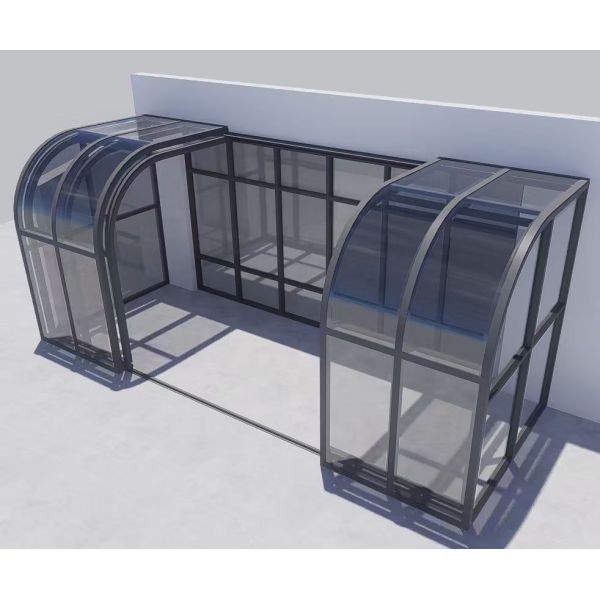 High Quality Custom Prefabricated Winter Garden Sunroom Modern Luxury Glass House with Flat Tempered Roof for Hotel Park Villa