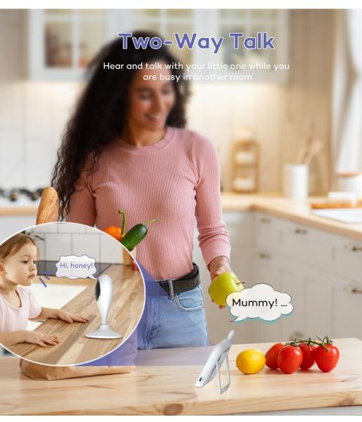 2K 2.8 Inch LCD Split Screen Baby Monitor For Twins Two Way Audio With Night Vision
