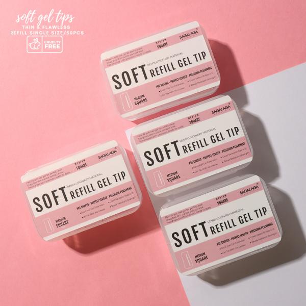 Certified MSDS Acrylic Full Cover Soft Almond False Nail Tips Refill for Professional Nail Salons and DIY Manicures