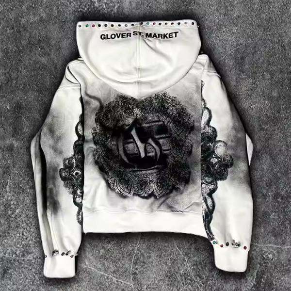 T-shirt à capuche pour hommes imprimé graphique Logo français Terry Streetwear Vintage T-shirt à capuche