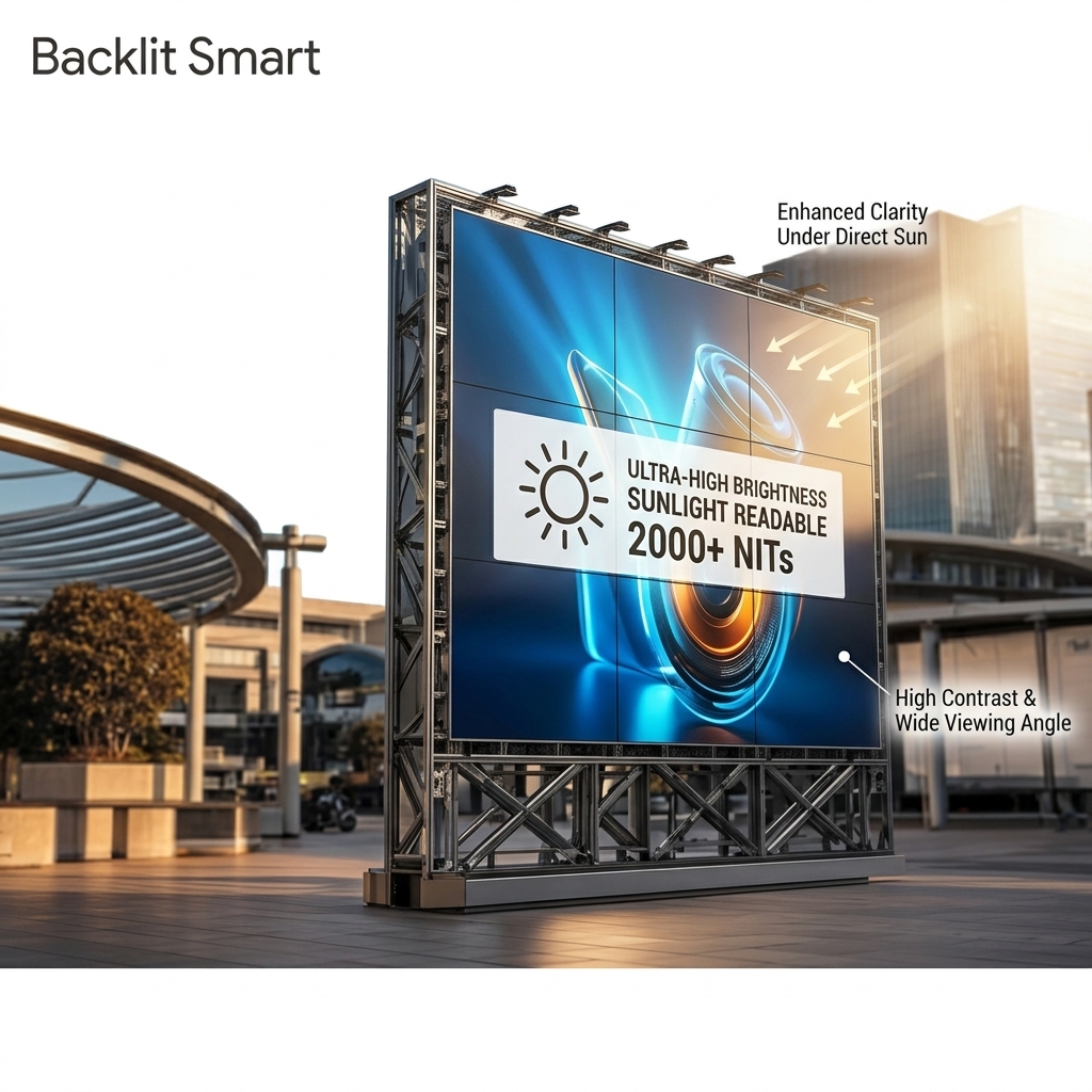 Outdoor LCD Display Screen High Brightness Advertising Digital Signage Weatherproof Commercial Grade Panel