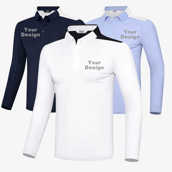 Men's High Stretch Polyester Spandex Golf Long Sleeve Top OEM Custom Sport Apparel