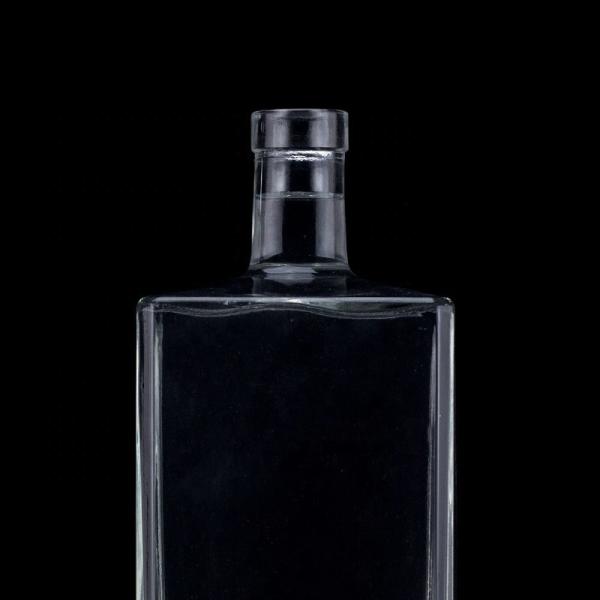 Impressão de tela 1000ml garrafa de vidro transparente para vodka forma quadrada com tampa de parafuso