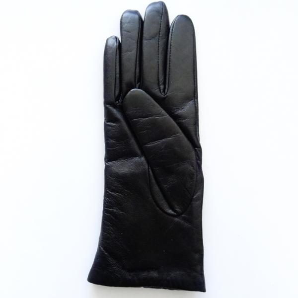 Classical Ladies Warm Lined Leather Gloves , Womens Leather Black Gloves Plain Style