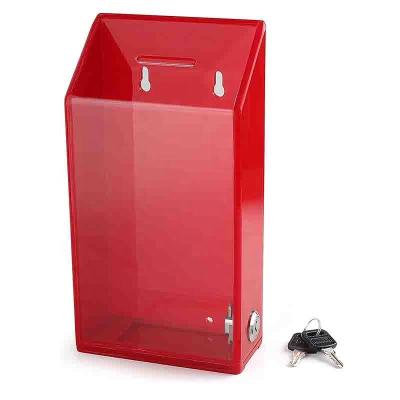 Transparent Clear Plexiglass Donation Box With Lock And Key Floor Stand Charity Ballot Collection