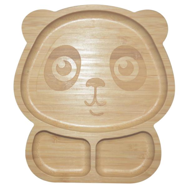 Eco Friendly Tableware Bamboo Silicone Baby Plate Divided Suction Plate BPA Free