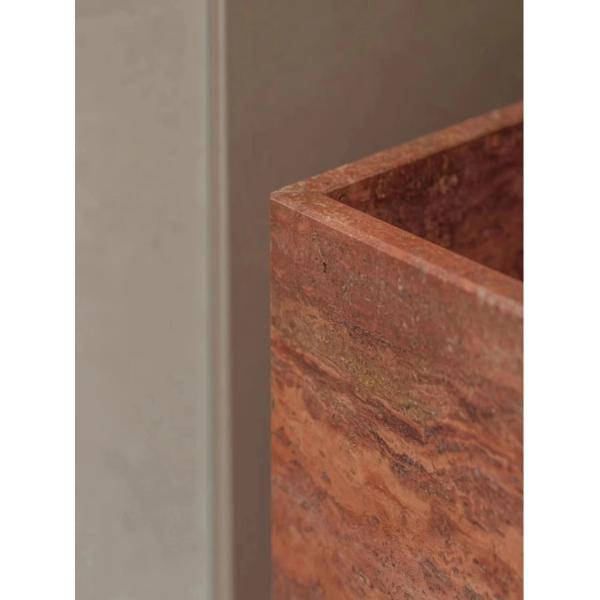 Vasque de salle de bain en travertin rouge naturel | Meuble-lavabo artistique en pierre pour intérieurs modernes