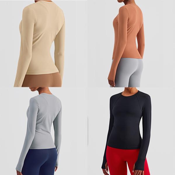 Long Sleeve Crew Neck Women Equestrian Tops Running Fitness Breathable