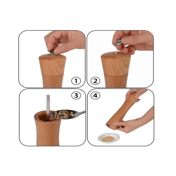 Food Grade Bamboo Wooden Salt & Pepper Mills Natural Color No Microwave