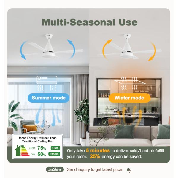 52 polegadas de fã de teto branco do diodo emissor de luz, luz moderna do fã do motor quieto da C.C.