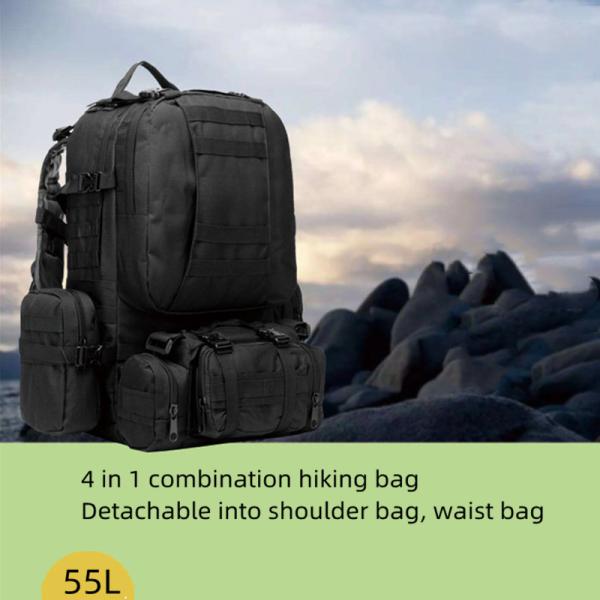 Tactical Hiking Backpack 55L Oxford Fabric Camouflage 600D Waterproof