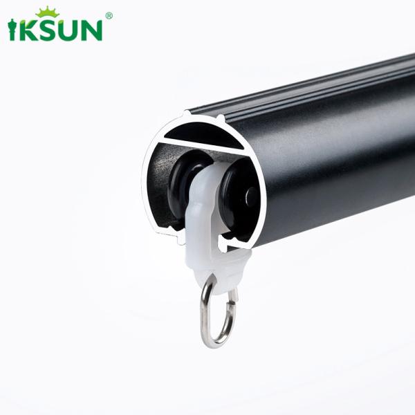 Manufacturer Aluminum Roman Poles  Smooth Mute Curtain Rods With Round Finials Rings Brackets