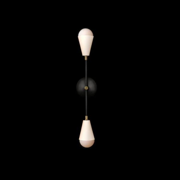 Modern Nordic Brass Cast Ceramic Lampshade Wall Lamp for Living Room Bedroom Hotel Bedside Linear Triad Sconce
