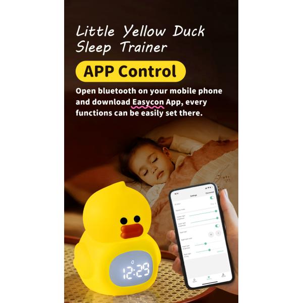 Portable LED Duck Alarm Clock With Night Light Rechargeable And Remote Controlled For Baby Kids