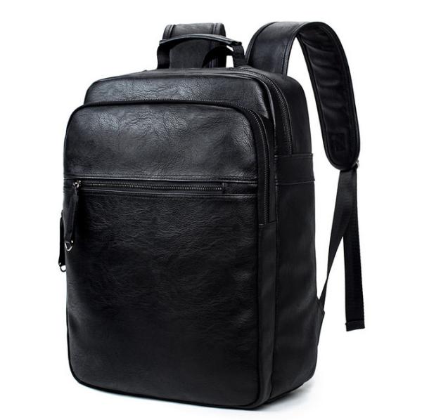 New Men's Travel Backpack Korean Backpack Leisure Student Schoolbag Soft PU Leather men backpack bag