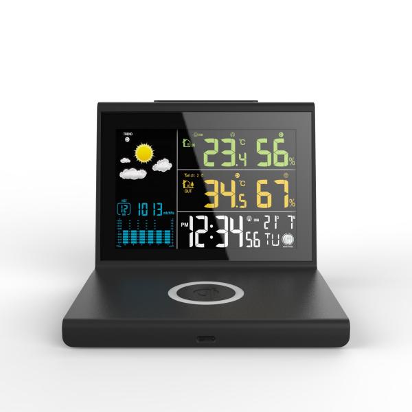 CE Indoor Outdoor Thermometer Wireless QI  LCD Digital Weather Clock